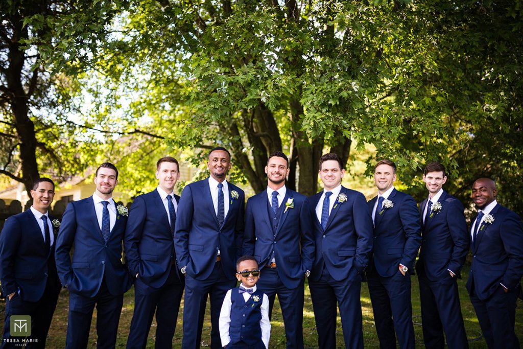 groomsmen blue suits